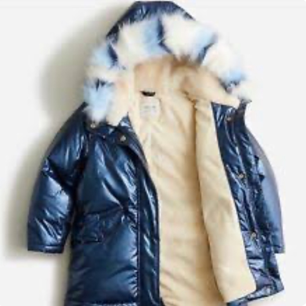 Crewcuts J.Crew Girls Metallic blue puffer. Girls size M.